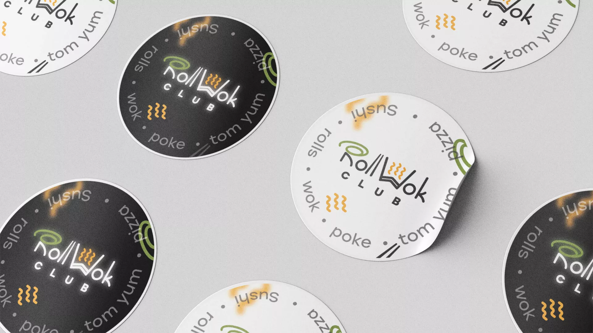 Разработка наклеек для суши-бара «Roll Wok Club» в Шумерле